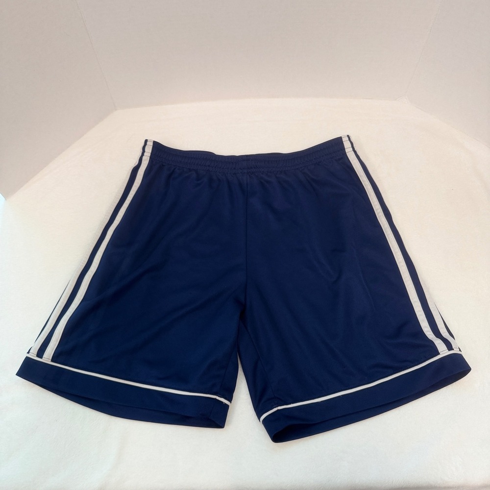 Adidas Soccer Shorts Youth XL Navy Blue Excellent Aeroready 3-Stripe Athletic